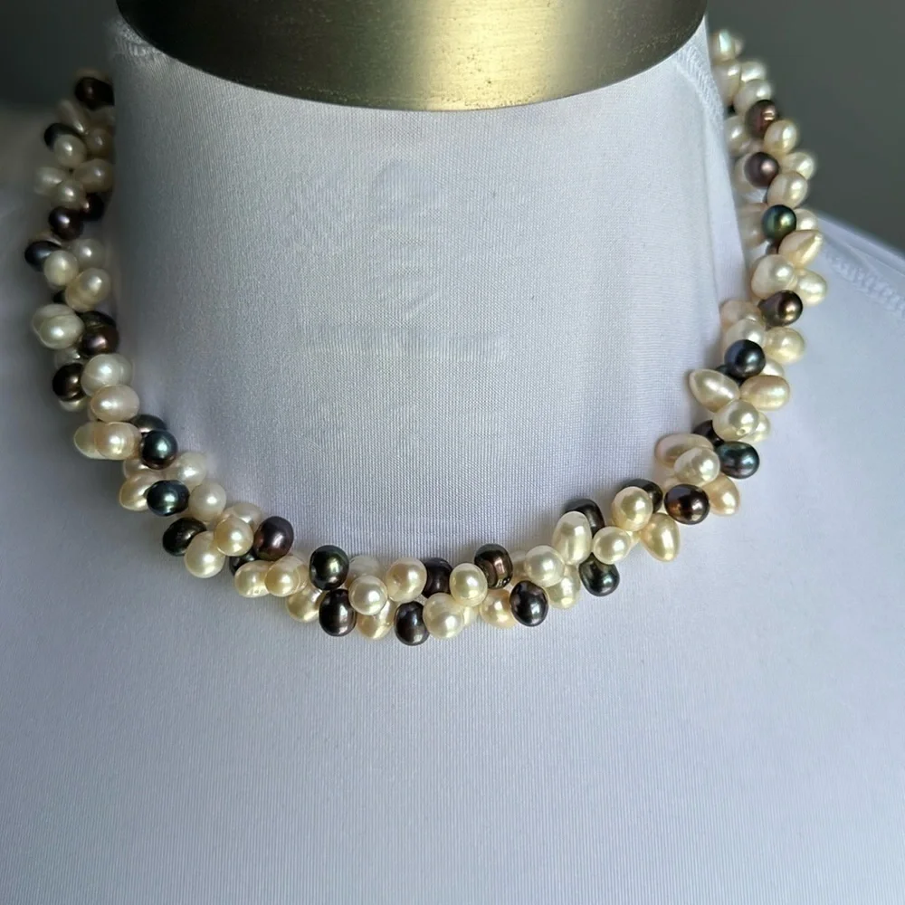 Elegant 925 silver real freshwater pearls